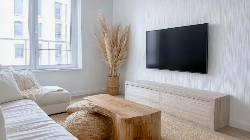 Professional TV wall mounting service on plasterboard wall with cable management in Reading